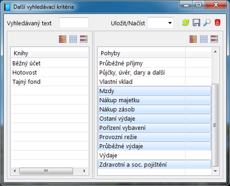 Další vyhledávací kritéria